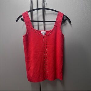 Carmen Marc Valvo Red Embellished Tank Top